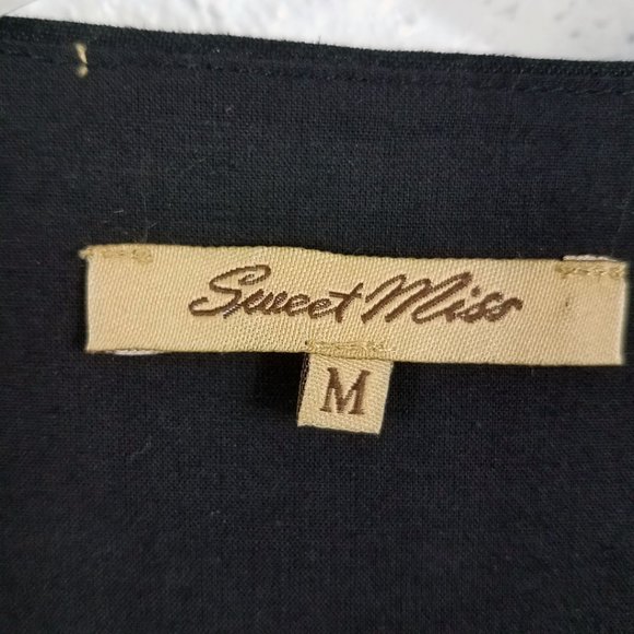 Sweet Miss Women's Crochet Embroidered Lace Flower Black Knee Length Dress - Picture 12 of 12